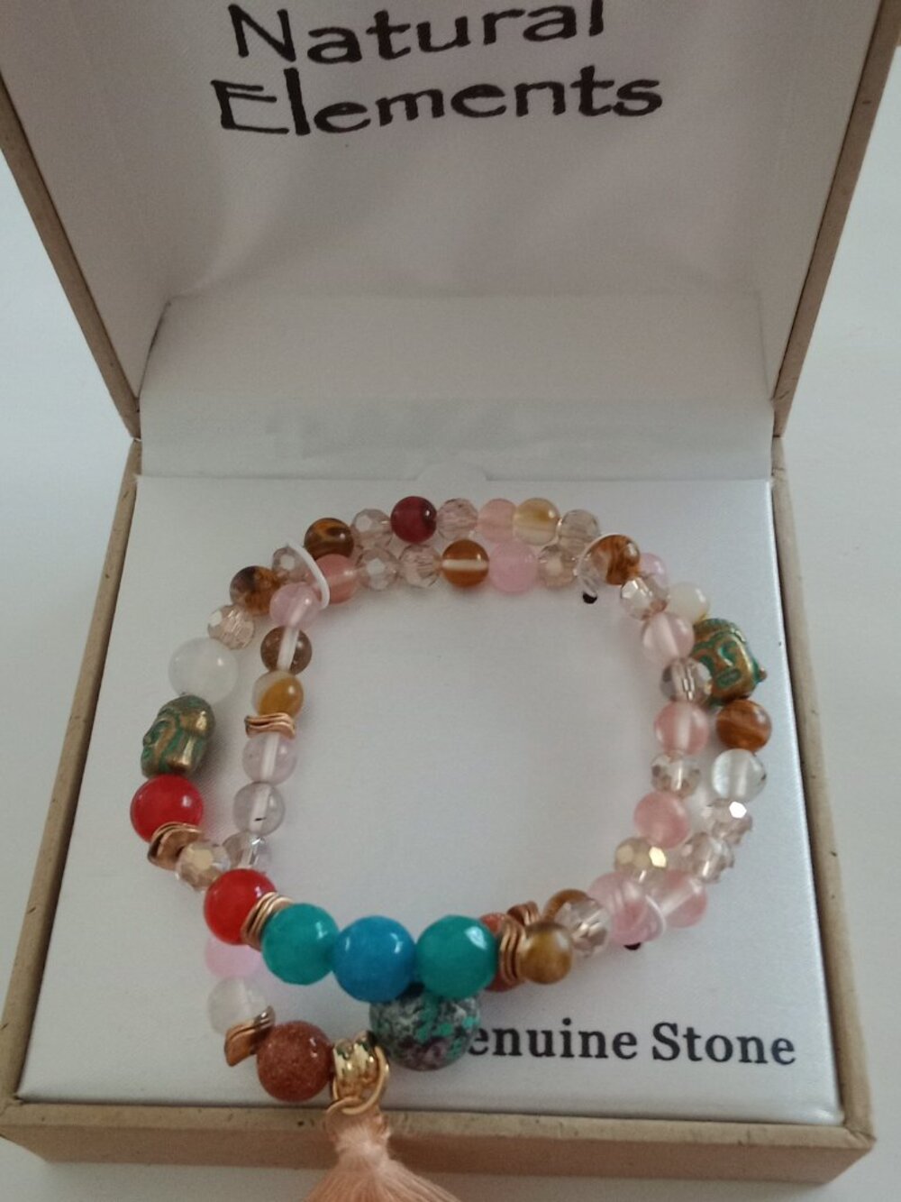 New Natural Elements Natural Stones Two Expandable Bracelets